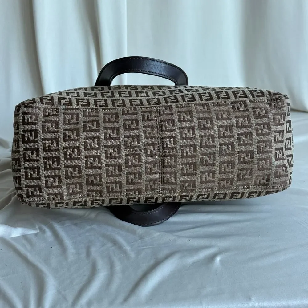 Fendi Zucchino FF Tote - Brown Canvas, Leather Straps, 2004 VTG